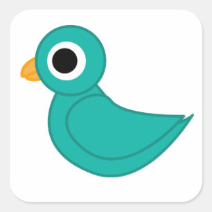 Süßer blauer Vogel Quadratischer Aufkleber