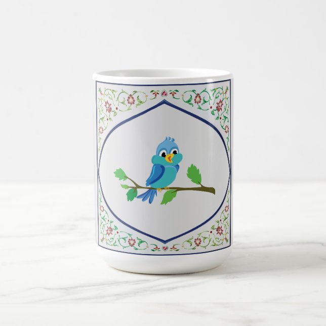 Süßer blauer Vogel-Teppich Kaffeetasse (Mittel)