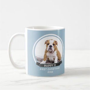 Süßer blauer Welpe 1. Weihnachten Hund Foto Tasse