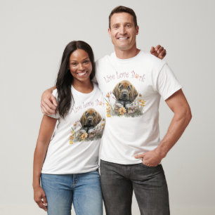 Süßer Bloodhound-Hund Blumen T-Shirt