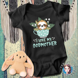 Süßer Blumen-Kawaii-Waschbär Ich Liebe Meine Paten Baby Strampler
