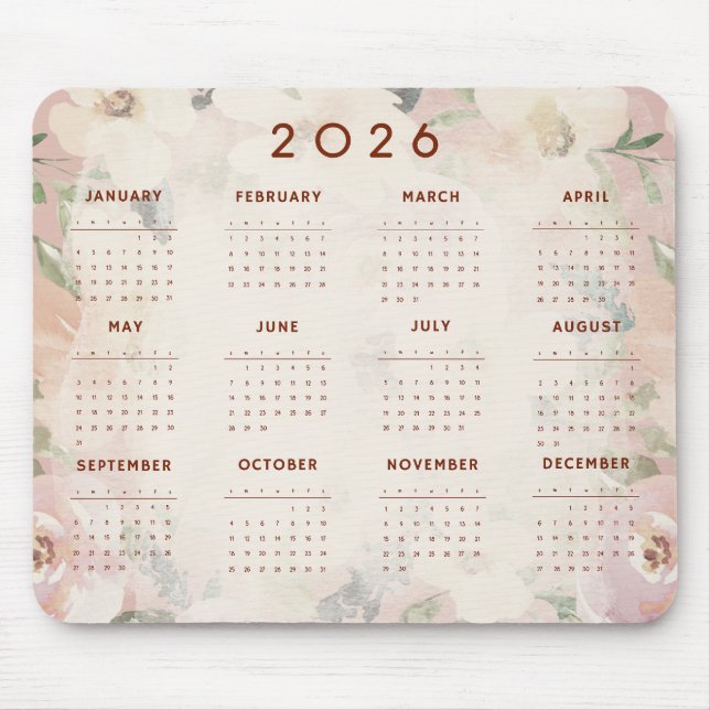 Süßer Blumenkalender 2026 Mousepad (Vorne)