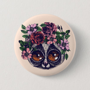 Süßer BlumenLemur Button