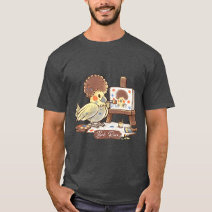 Süßer Bob Ross Nymphensittich Malerei Vogel Künstl T-Shirt