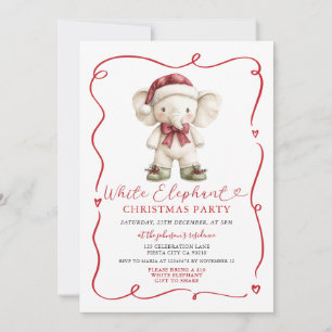 Süßer Bogen Weiße Elefant Weihnachtsfeier Austausc Einladung