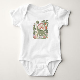 Süßer Boho-Dinosaurier Pastell-Regenbogen-Dino Baby Strampler