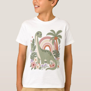 Süßer Boho-Dinosaurier Pastell-Regenbogen-Dino T-Shirt