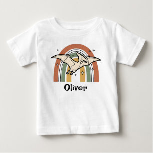 Süßer Boho-Ertton fliegender Dinosaurier & Regenbo Baby T-shirt