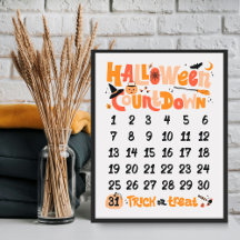 Süßer Boho-Halloween-Countdown-Poster