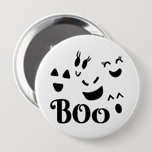 Süßer BOO-Schwarz-Weiß-Halloween-Geist Button