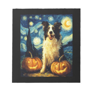 Süßer Border Collie Hund Halloween Jack O Lantern Notizblock