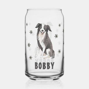 Süßer Border Collie Schneeflocken Hunde Name Dosenglas