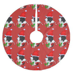 Süßer Border Collie Weihnachten Fröhlich Polyester Weihnachtsbaumdecke