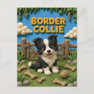 Süßer Border Collie Welpe, Baby Hund Postkarte