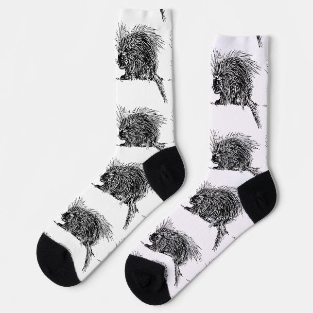 Süßer borstiger Igel Donnerbucht Socken (Linkes Detail)