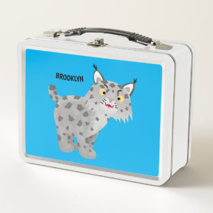 Süßer, böser Bobcat-Luchs-Cartoon Metall Brotdose