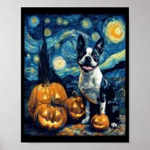 Süßer Boston Terrier Hund Halloween Jack O Lantern Poster
