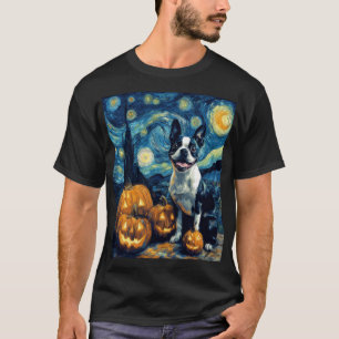 Süßer Boston Terrier Hund Halloween Jack O Lantern T-Shirt