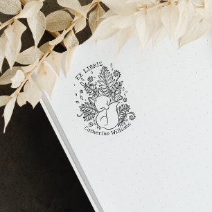 Süßer botanischer Fuchs, Bibliothek Ex Libris Gummistempel