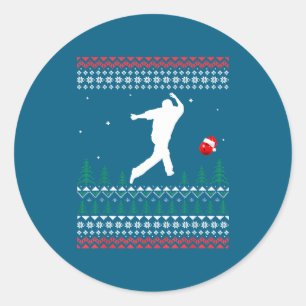 Süßer Bowling-Spieler Weihnachtsmann-Hut hässliche Runder Aufkleber