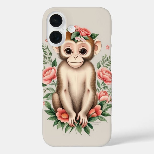 Süßer brauner Affe  iPhone 16 Hülle (Rückseite)