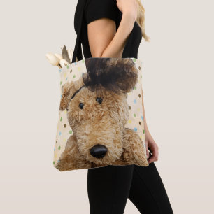 Süßer brauner Bär auf Jute Tasche