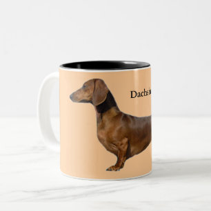 Süßer brauner Dachshund-Hund  Zweifarbige Tasse