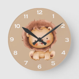 Süßer brauner Löwe Runde Wanduhr
