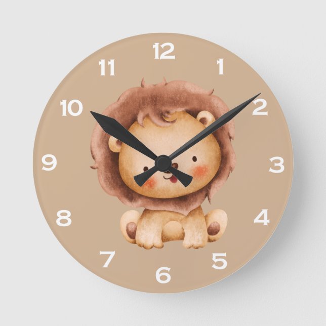 Süßer brauner Löwe  Runde Wanduhr (Vorderseite)