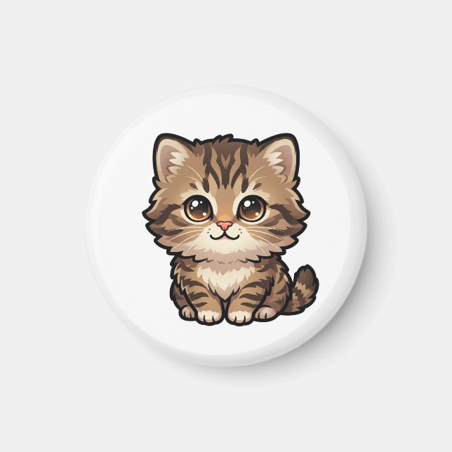 Süßer brauner Tabby-Kätzchen-Magnet Magnet (Vorne)