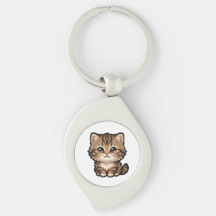Süßer brauner Tabby-Kätzchen-Metall-Schlüsselanhän Schlüsselanhänger