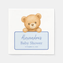 Süßer brauner Teddybär blaue Babyparty für Jungen