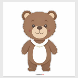 Süßer brauner Teddybär Cartoon Aufkleber