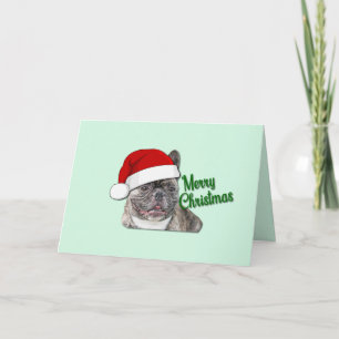 Süßer Brindle Französische Bulldogge Welpe Santa Karte