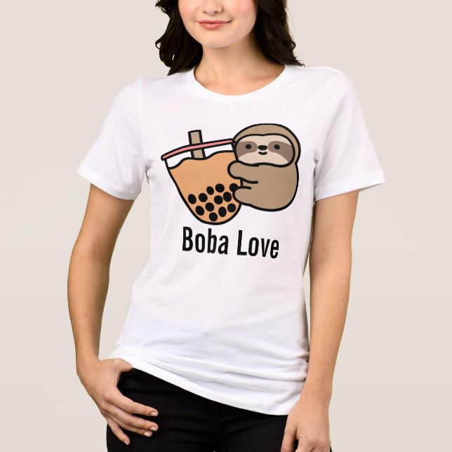 Süßer Bubble Tea & Faultier Tri-Blend Shirt (Vorderseite)