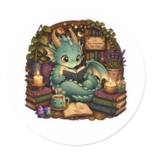 Süßer Buchliebhaber-Drache-Aufkleber