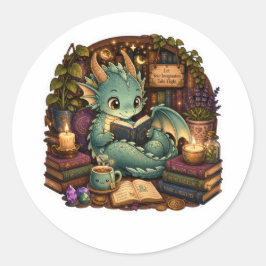 Süßer Buchliebhaber-Drache-Aufkleber Runder Aufkleber