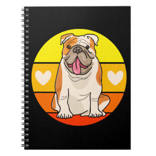 Süßer Bulldoggen-Welpe Cartoon Hundemama Englische Notizblock