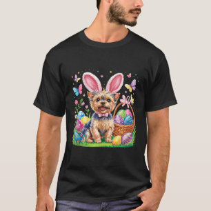 Süßer Bunny Yorkie Terrier Hund Ostereier Skizze M T-Shirt