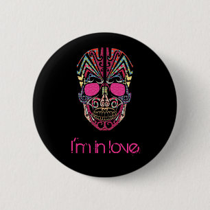 Süßer bunter Liebhaber-Totenkopf Button