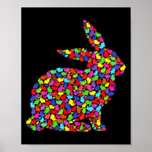 Süßer bunter Osterhase Frauen Männer Kinder Frühli Poster