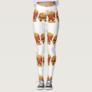 Süßer Burger und Pommes High Five Kawaii Kunst Leggings