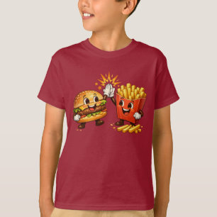Süßer Burger und Pommes High Five Kawaii Kunst T-Shirt