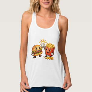 Süßer Burger und Pommes High Five Kawaii Kunst Tank Top