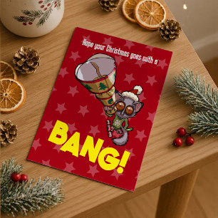 Süßer Buschbaby-Weihnachtsbonbon-Knall! Cartoon Postkarte