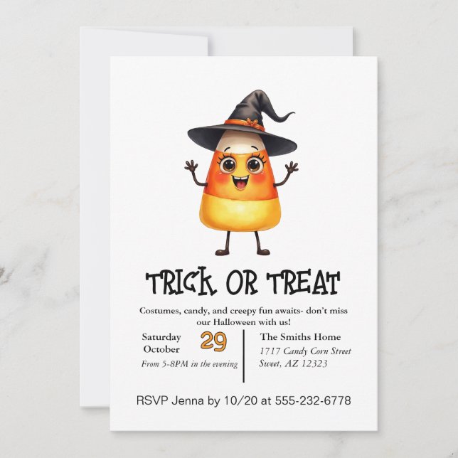 Süßer Candy Corn Trick-or-Treat-Streich  Einladung (Vorderseite)