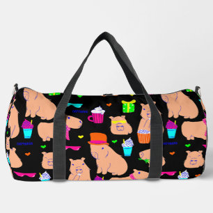 süßer Capybara lustiges Tier schwarz  Duffle Bag
