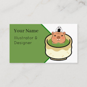 Süßer Capybara Matcha-Latte-Bad - Kawaii-Grüntee Visitenkarte