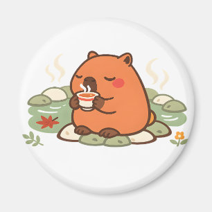 Süßer Capybara-Teetrinken-Onsen-Heißquellen-Magnet Magnet