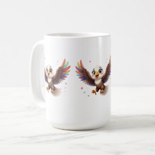 Süßer Cartoon-Adler im Flug – Freundliche Vektorgr Kaffeetasse